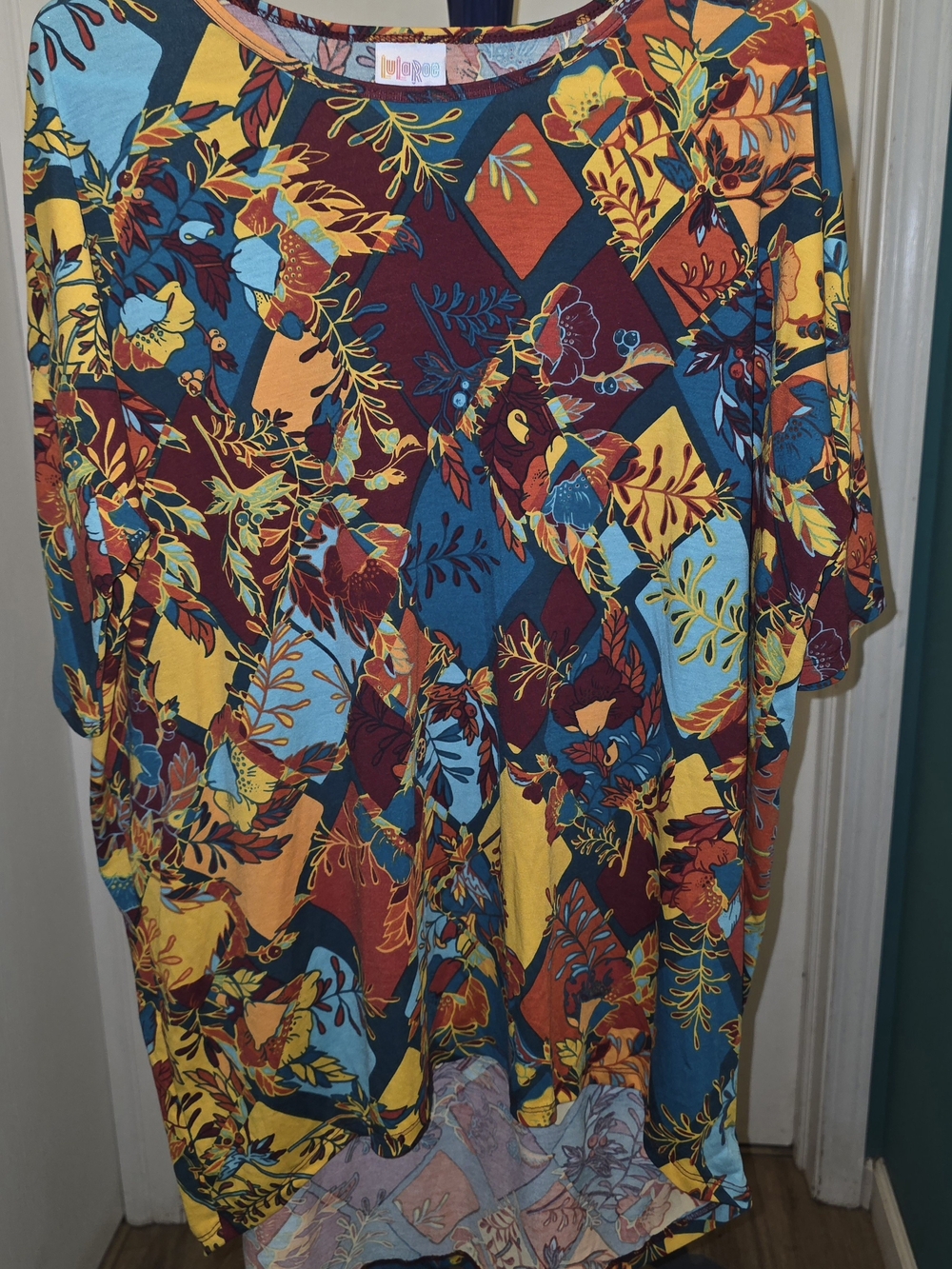LuLaRoe High-Low Maxi Skirt in Teal, Mustard & Burgundy